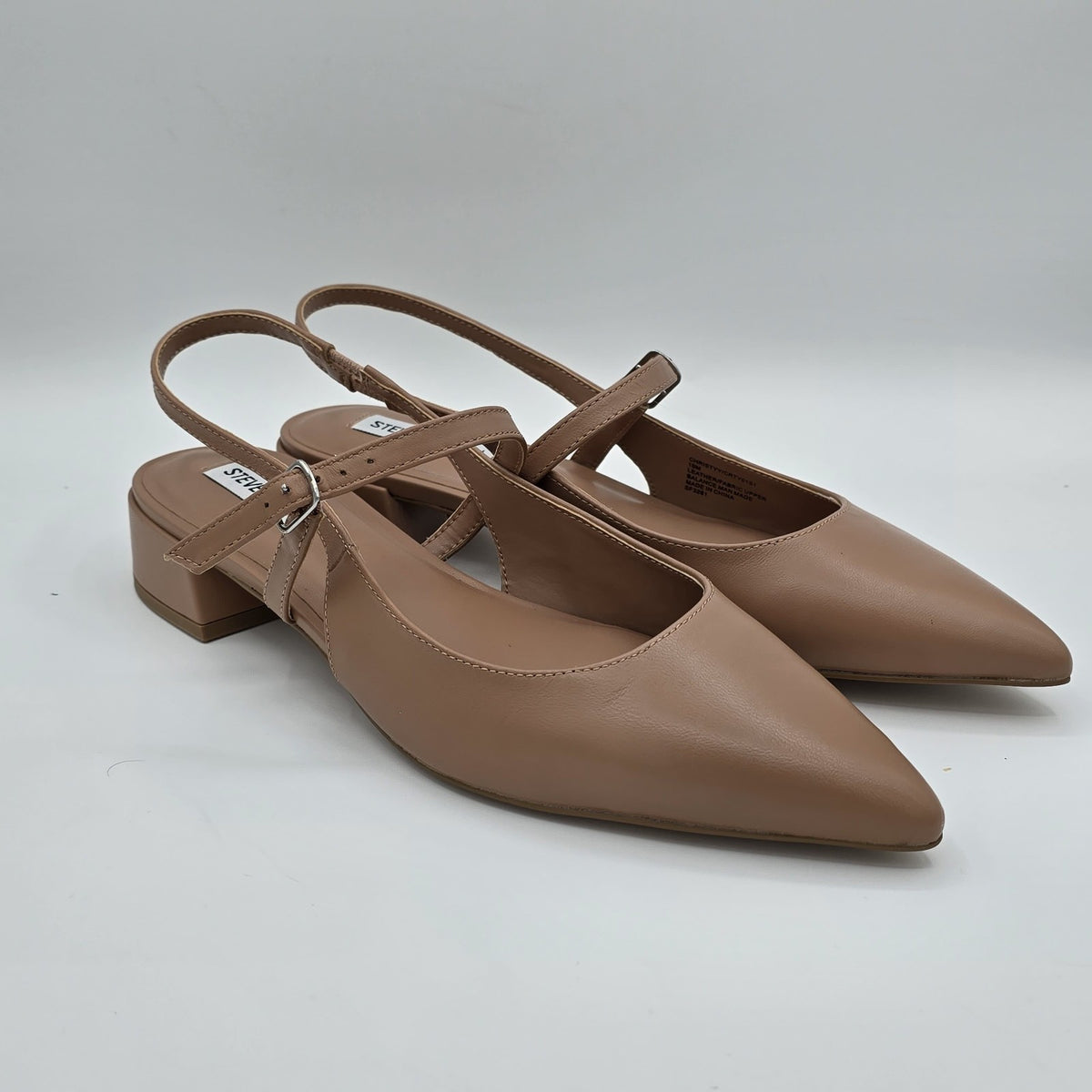 Steve Madden Womens Christy Slingback Flats Tan Leather Casual