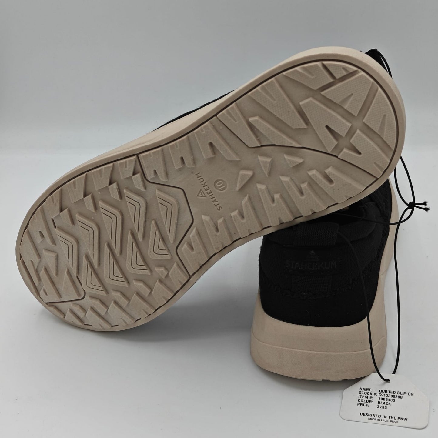 Staheekum Women's Quilted Slip-On Shoes Taupe Comfortable Casual (Black)