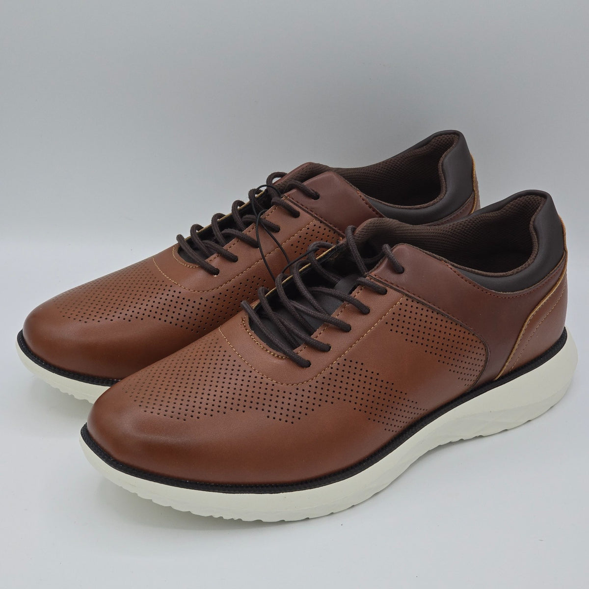 Perry Ellis Mens Portfolio Ultra Foam Casual Sneakers Black / Brown Leather