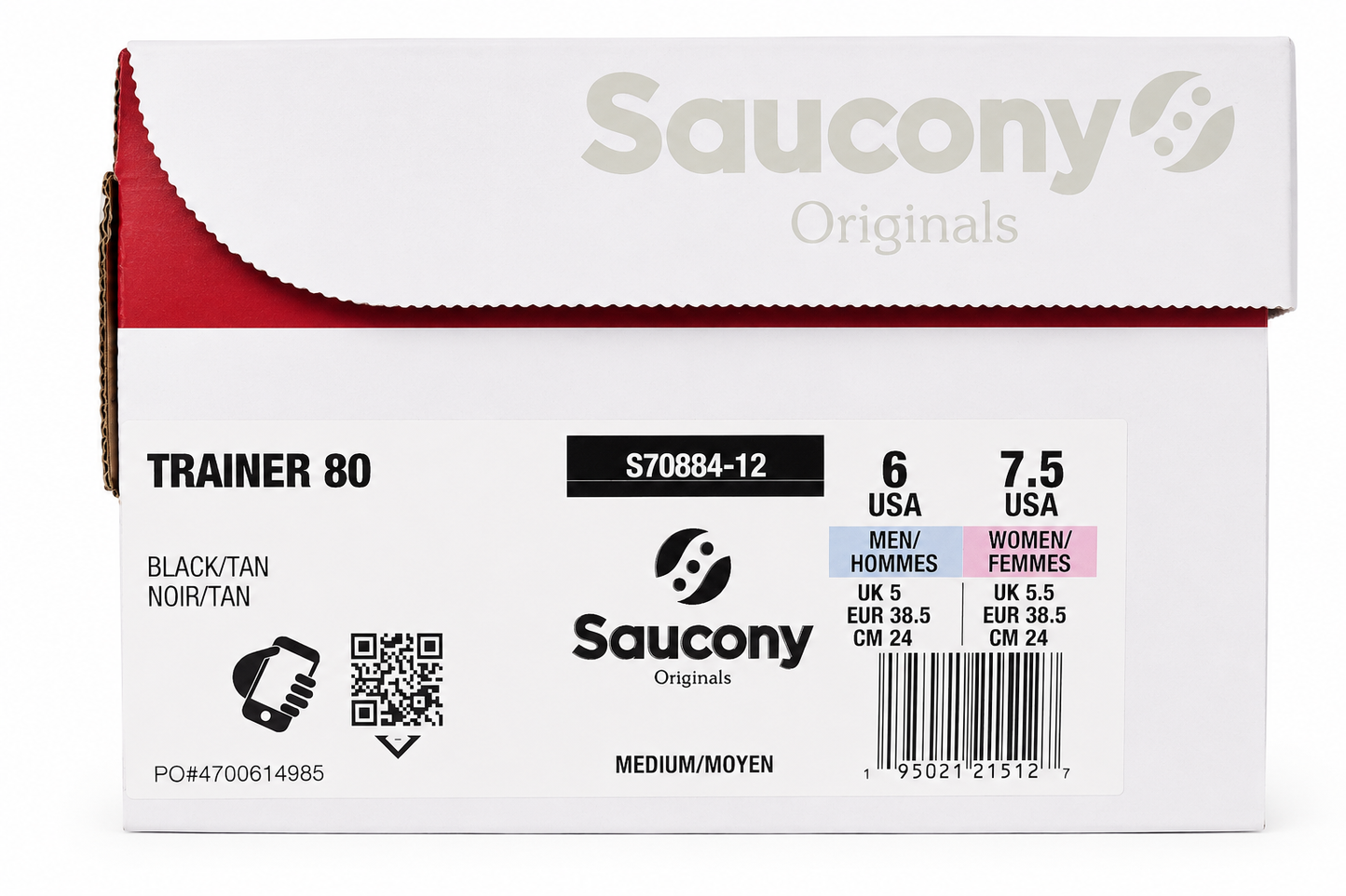 Saucony Originals Trainer 80 Women's 7.5 Black Tan Unisex Sneakers New Box