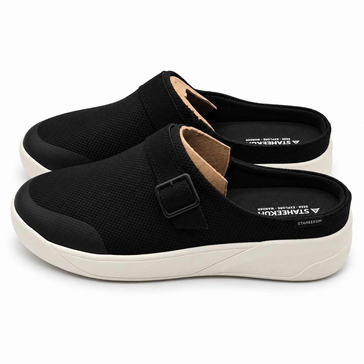 Staheekum Sneaker Clog Womens Black Mesh Buckle Slip On Comfort Mules Pick Size