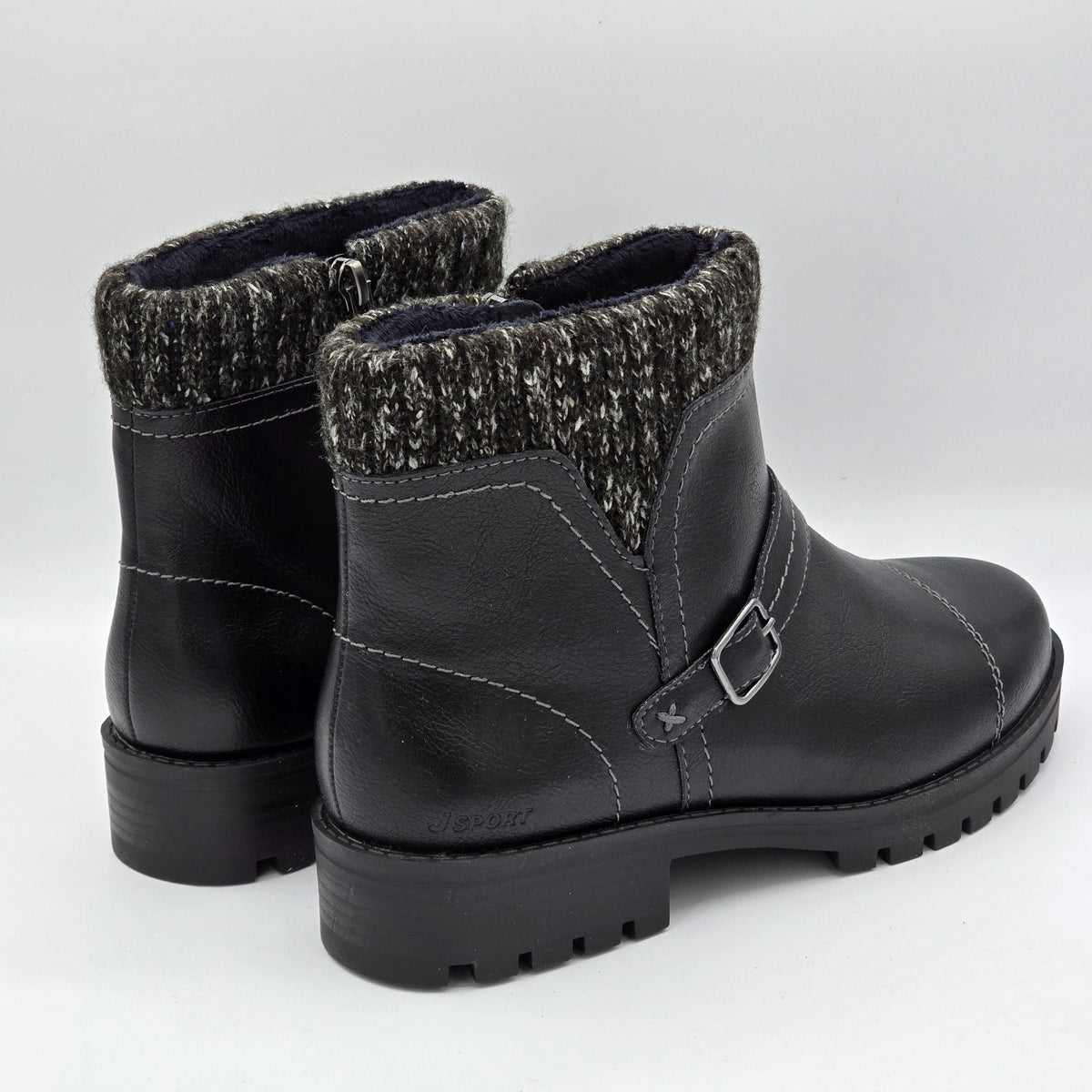 JSport Womens Violet Black Boots with Knit Cuff and Memory Foam Comfort