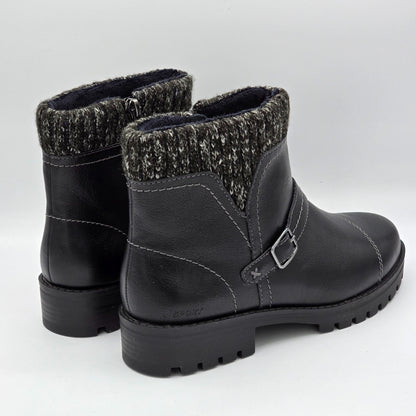 JSport Womens Violet Black Boots with Knit Cuff and Memory Foam Comfort