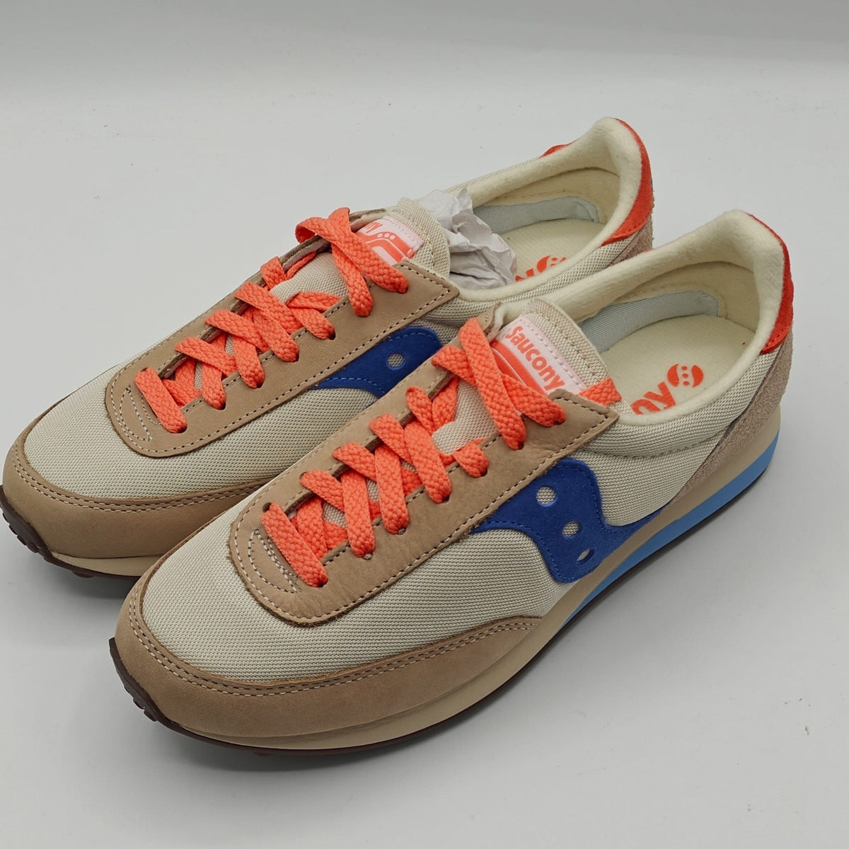 Saucony Trainer 80 S60987-1 Cream Blue Retro Sneakers Women's Size 9 Originals