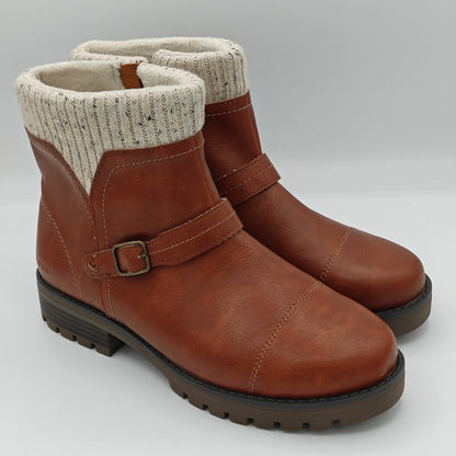 JSport Womens Violet Brown Boots with Knit Cuff and Memory Foam Comfort