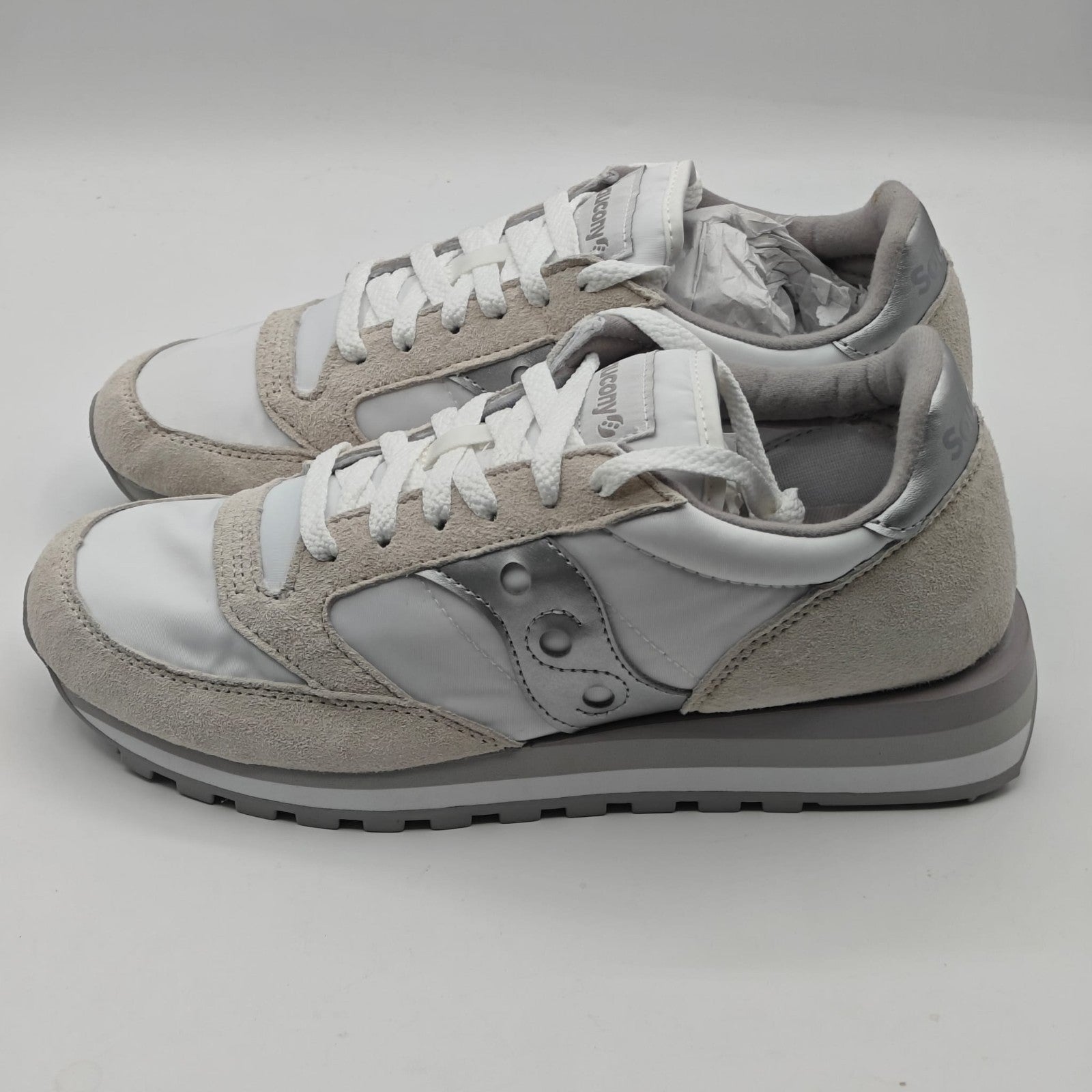 Saucony Jazz Triple S60530-16 White Silver Retro Sneakers Women's Size 9.5