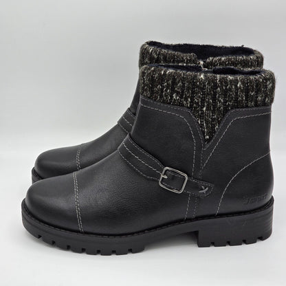 JSport Womens Violet Black Boots with Knit Cuff and Memory Foam Comfort