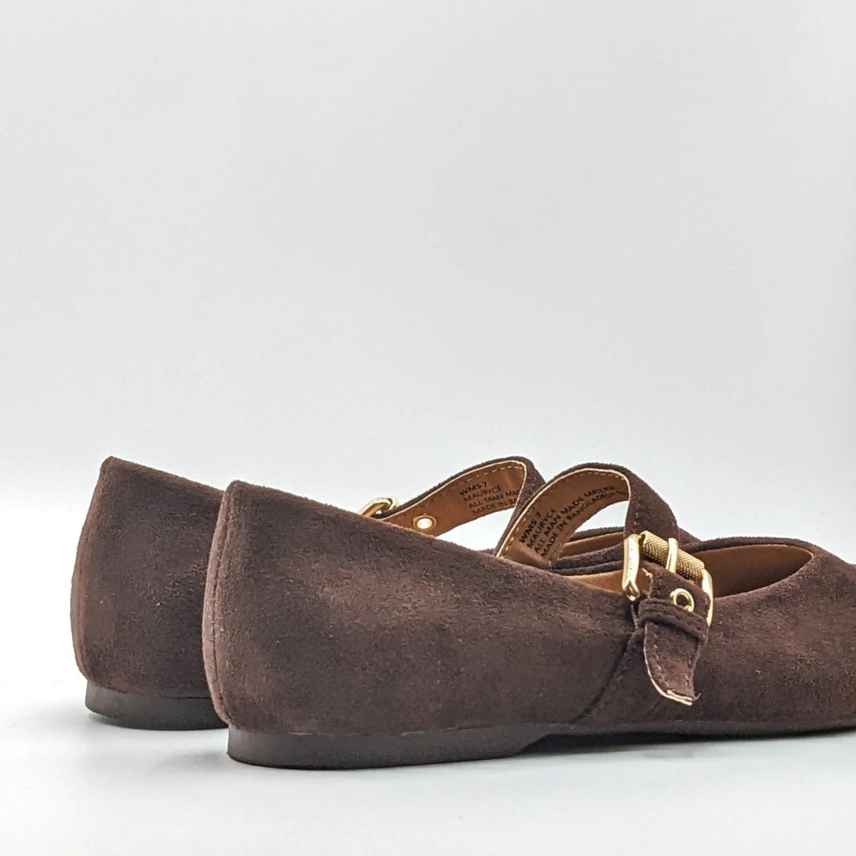 dv by Dolce Vita "Ballet Flat" Faux Suede Brass Buckle Foam Insole (Brown) NEW