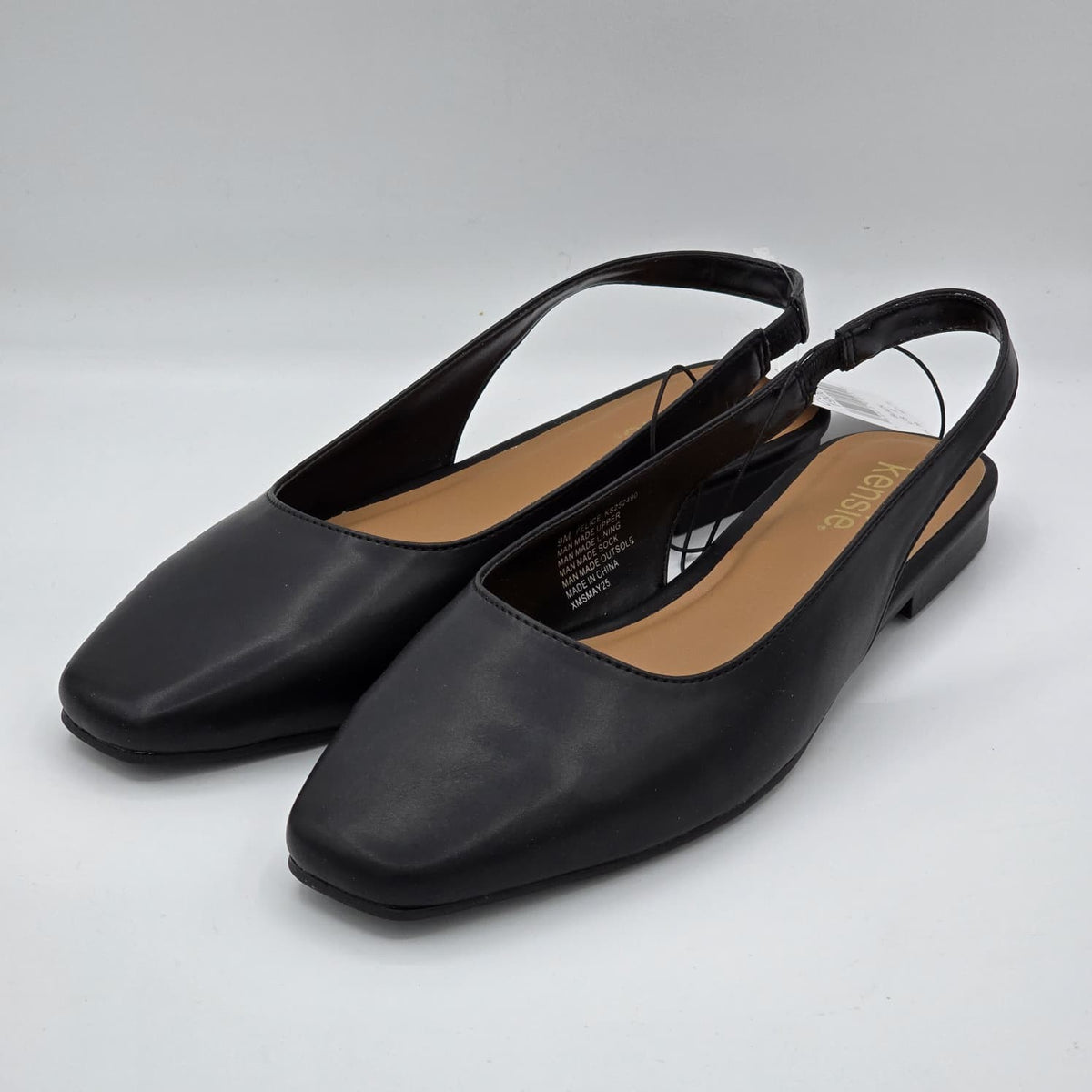 Kensie Women's Felice Slingback Flats Black Pointed Toe Casual Dress Shoes