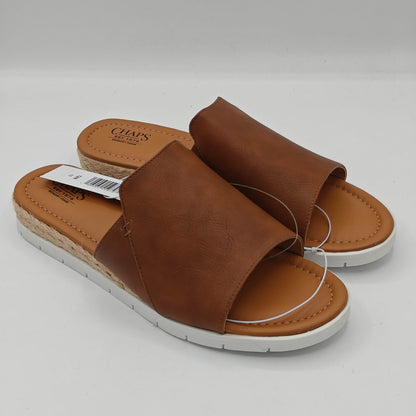 Chaps Slide Sandals Women's Brown Memory Foam Comfort Casual Slip On