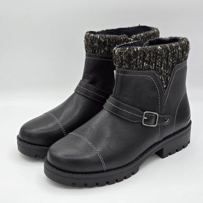 JSport Womens Violet Black Boots with Knit Cuff and Memory Foam Comfort