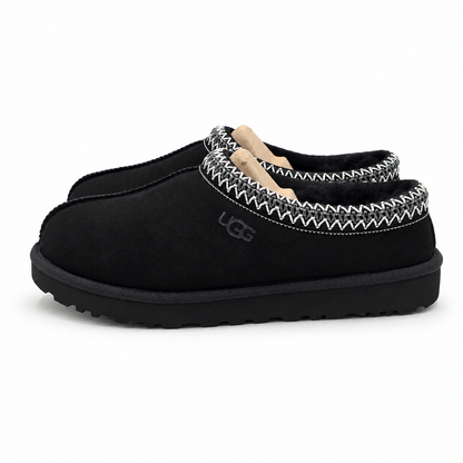 UGG Tasman II Womens 8 Black Suede Sheepskin Lined Slip On Slippers 1174470