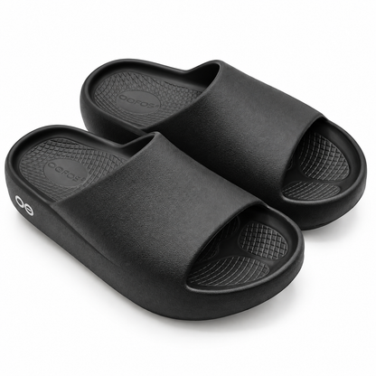 OOFOS OOahh PLUS Recovery Slide Sandals Women 9 Men 7 EU 40 Black Foam Comfort