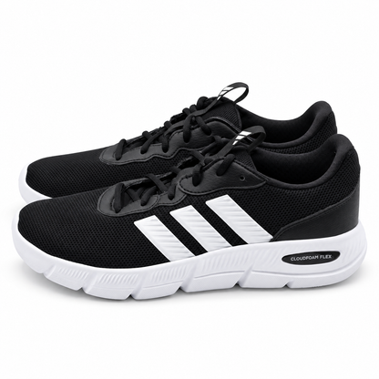 adidas Cloudfoam Flex Laces Mens Wide Black White Walking Shoes HQ4854 Pick Size