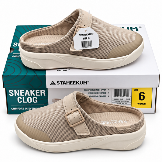 Staheekum Sneaker Clog Womens Taupe Mesh Buckle Slip On Comfort Mules Pick Size