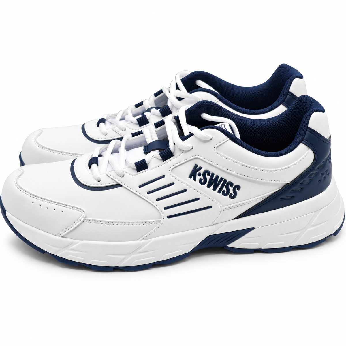 K-Swiss Faro IV Mens 10.5 White Navy Retro Lace Up Low Top Casual Sneaker Shoes