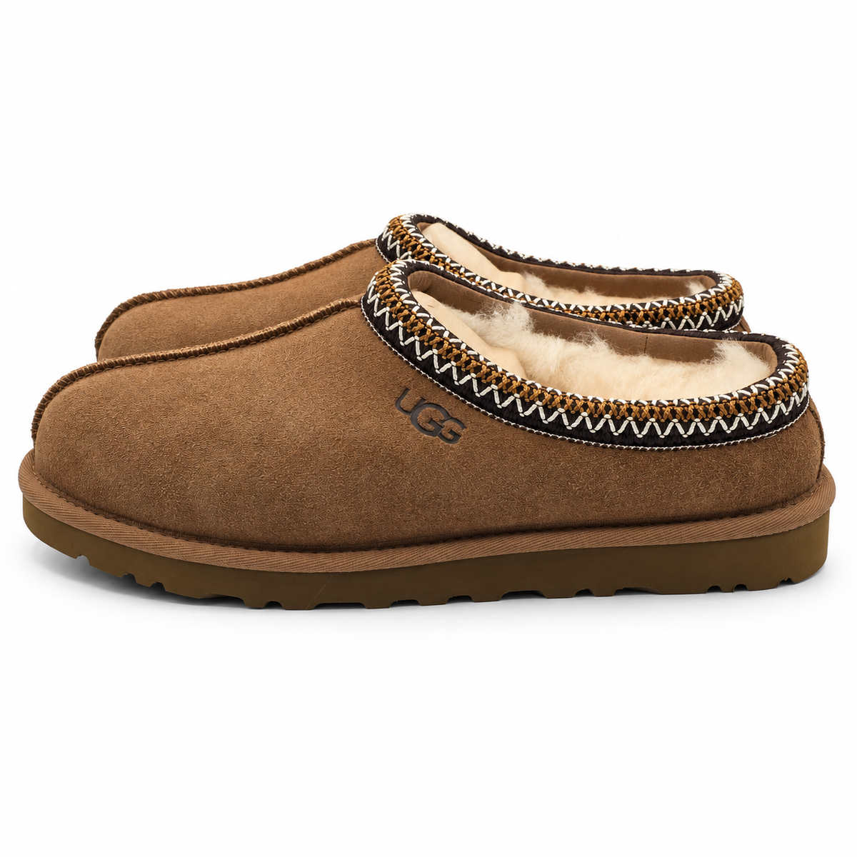 UGG Tasman II Mens 7 Chestnut Suede Sheepskin Lined Slip On Slippers 1174671