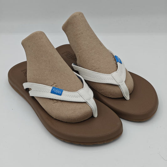 Flojos  Women's Sandals w Memory Foam Flip Flops New White Brown Blue Size 7