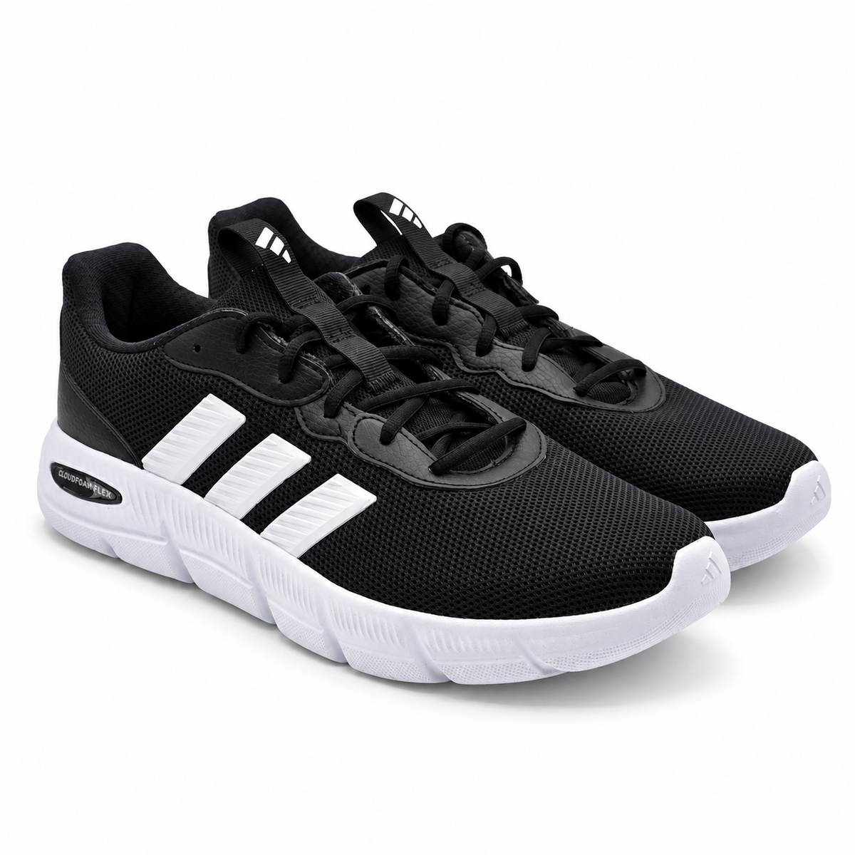 adidas Cloudfoam Flex Laces Mens Wide Black White Walking Shoes HQ4854 Pick Size