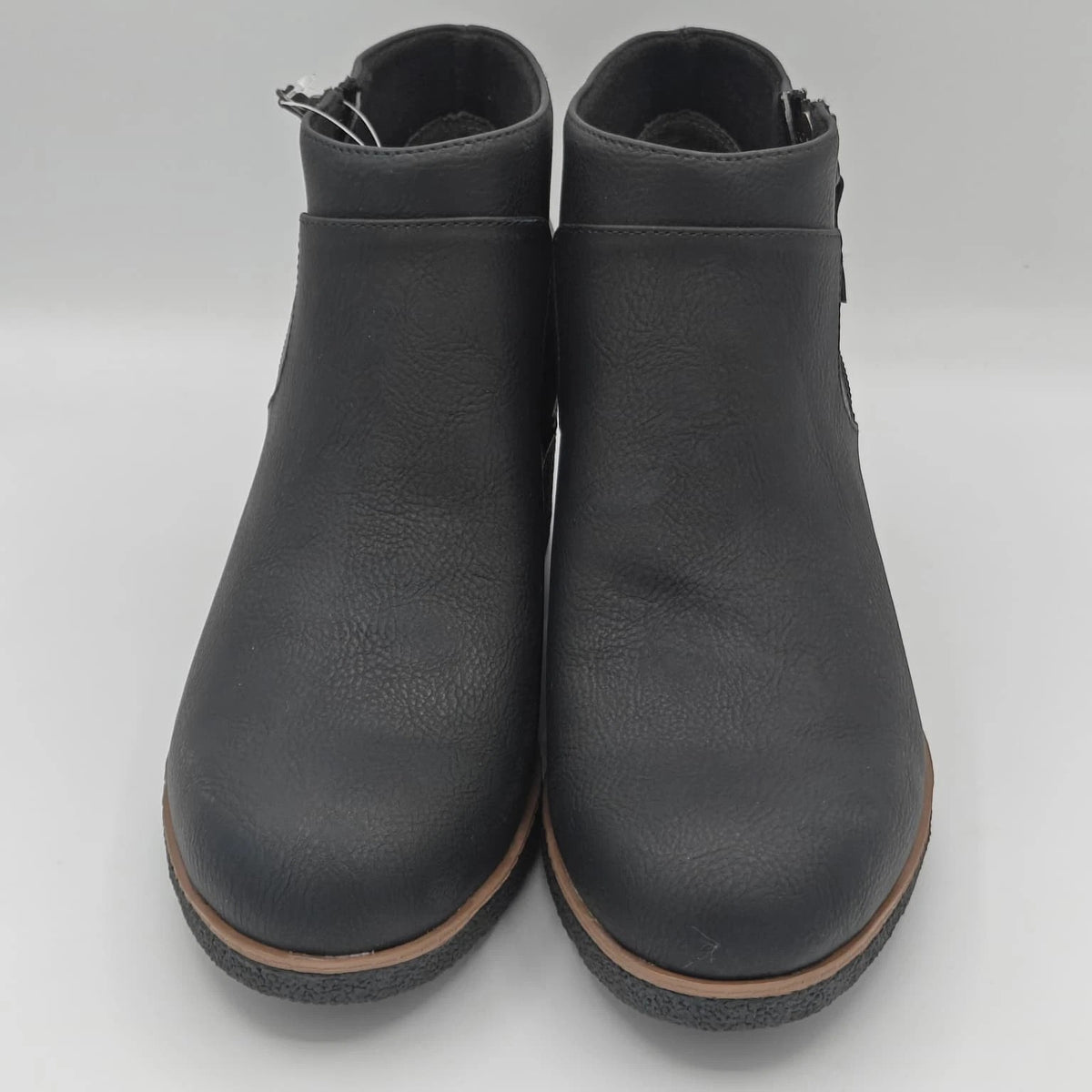 Dr. Scholl's Women's Bianca Wedge Ankle Boots Brown Faux Leather Zip Booties