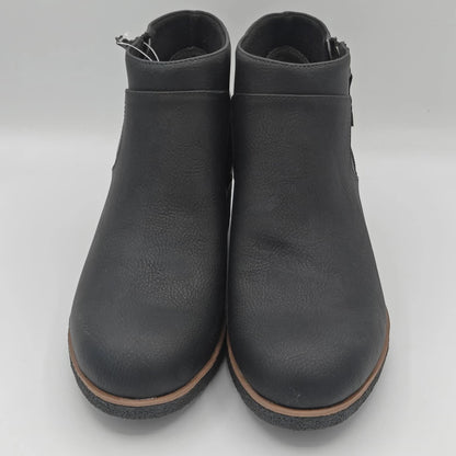 Dr. Scholl's Women's Bianca Wedge Ankle Boots Brown Faux Leather Zip Booties