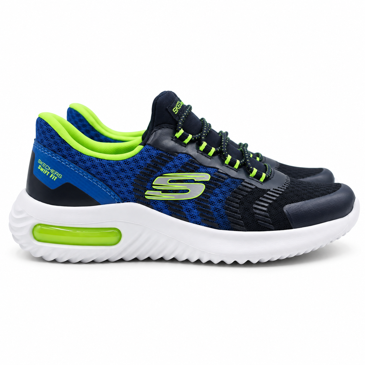Skechers Swift Fit Kids Blue Hands Free Slip On Mesh Bungee Sneakers Pick Size