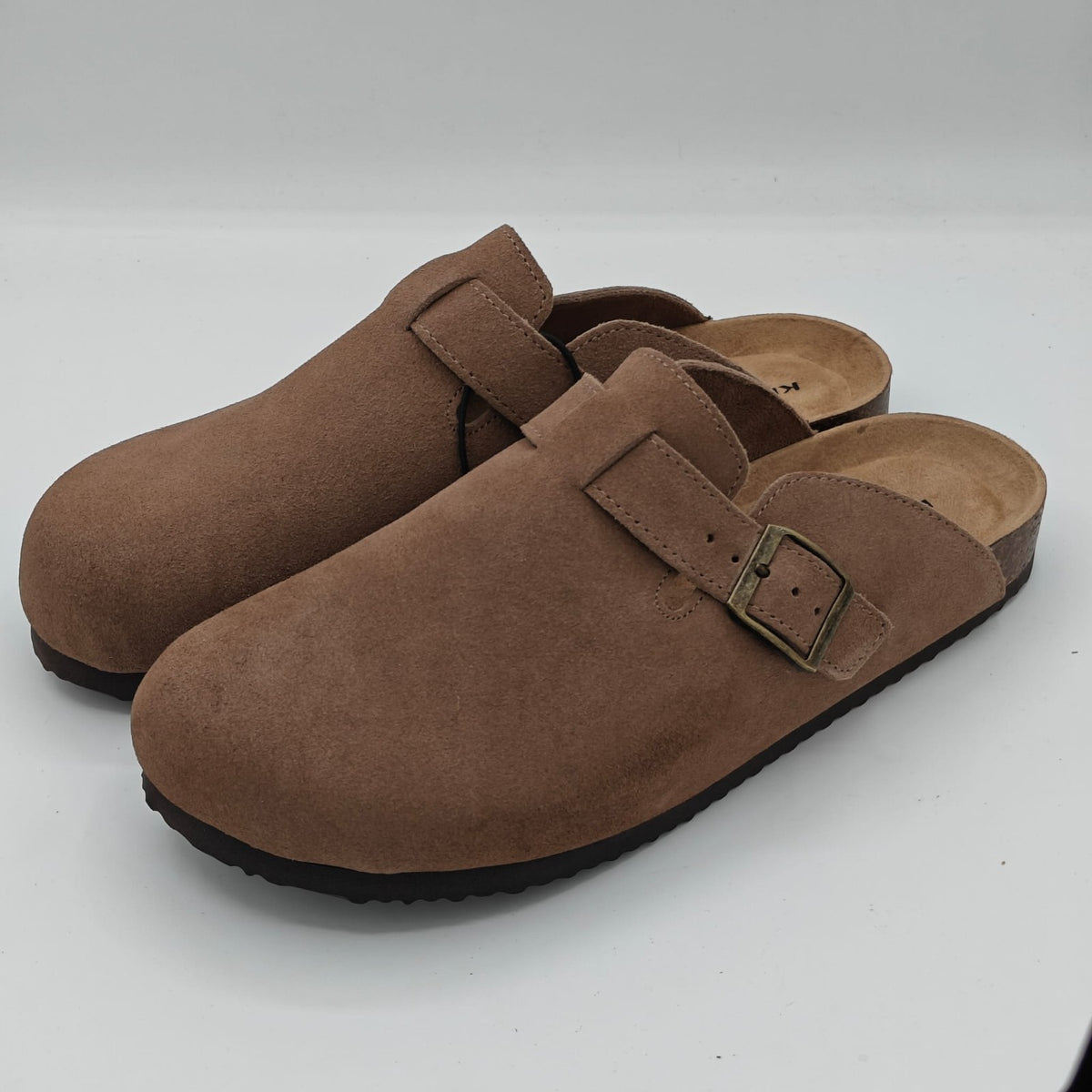 Khombu Damian Mule Slippers Men's Suede Clog Comfort Taup Boston Style Pick Size