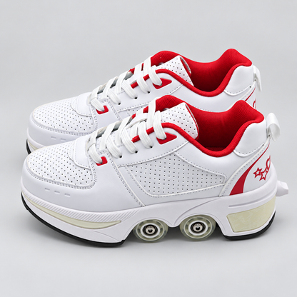 YOUSIOI 001 Roller Skate Shoes Womens US 6.5 EU 36 White Red Retractable Quad