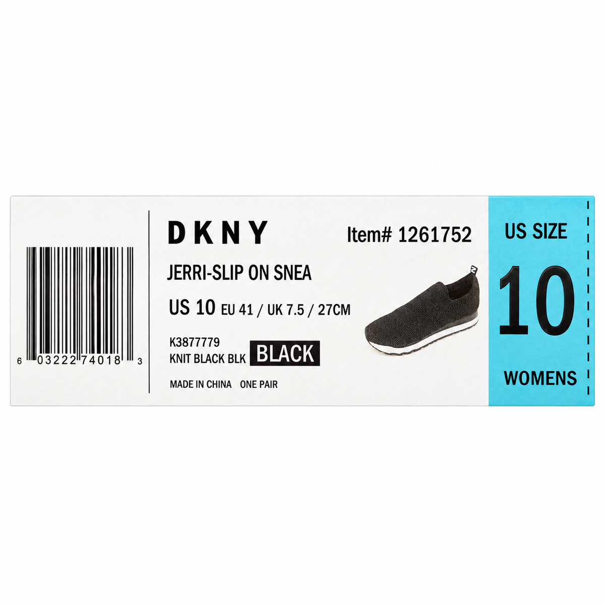 DKNY Jerri Women's Black Knit Slip On Sneakers Casual Comfort US 10 K3877779