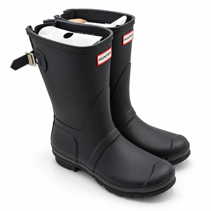 Hunter Original Back Adjustable Short Rain Boots Womens 7 Black Waterproof Matte