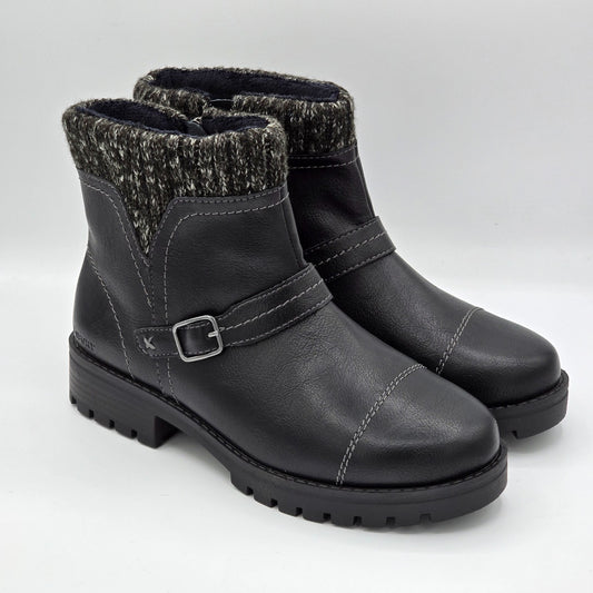 JSport Womens Violet Black Boots with Knit Cuff and Memory Foam Comfort