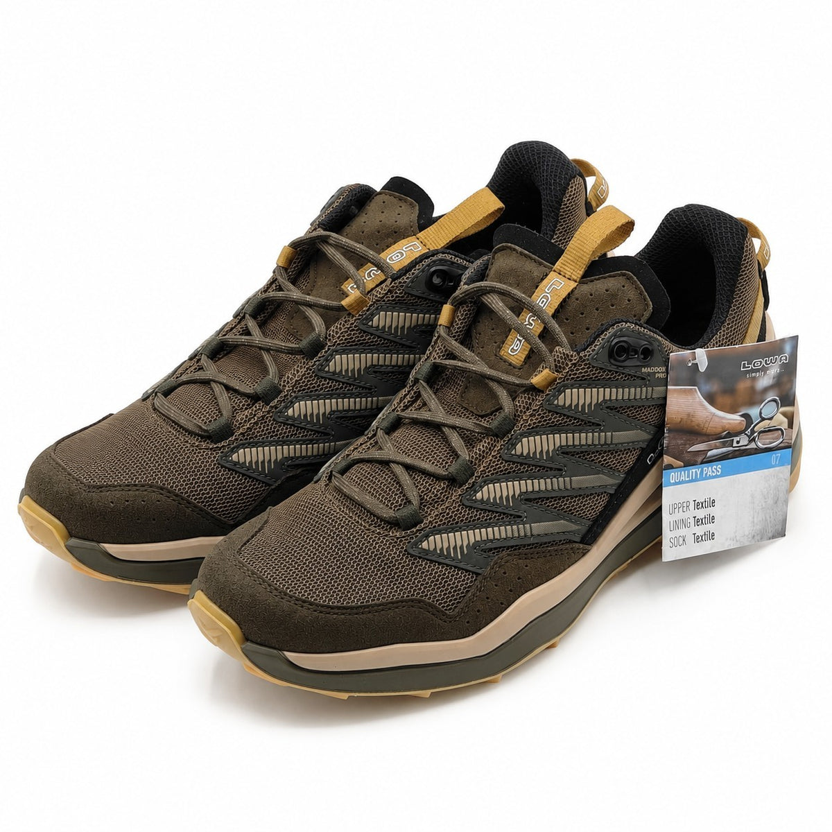 LOWA Maddox Pro Lo Men's 8.5 EU 41.5 Black Olive Fast Hiking Outdoor Trail Shoes