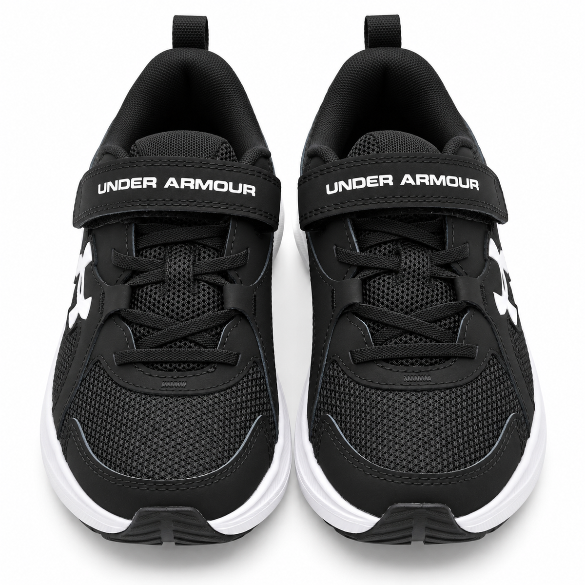 Under Armour Assert 11 AC Boys 2Y Black White Mesh Running Shoes Hook Loop Strap