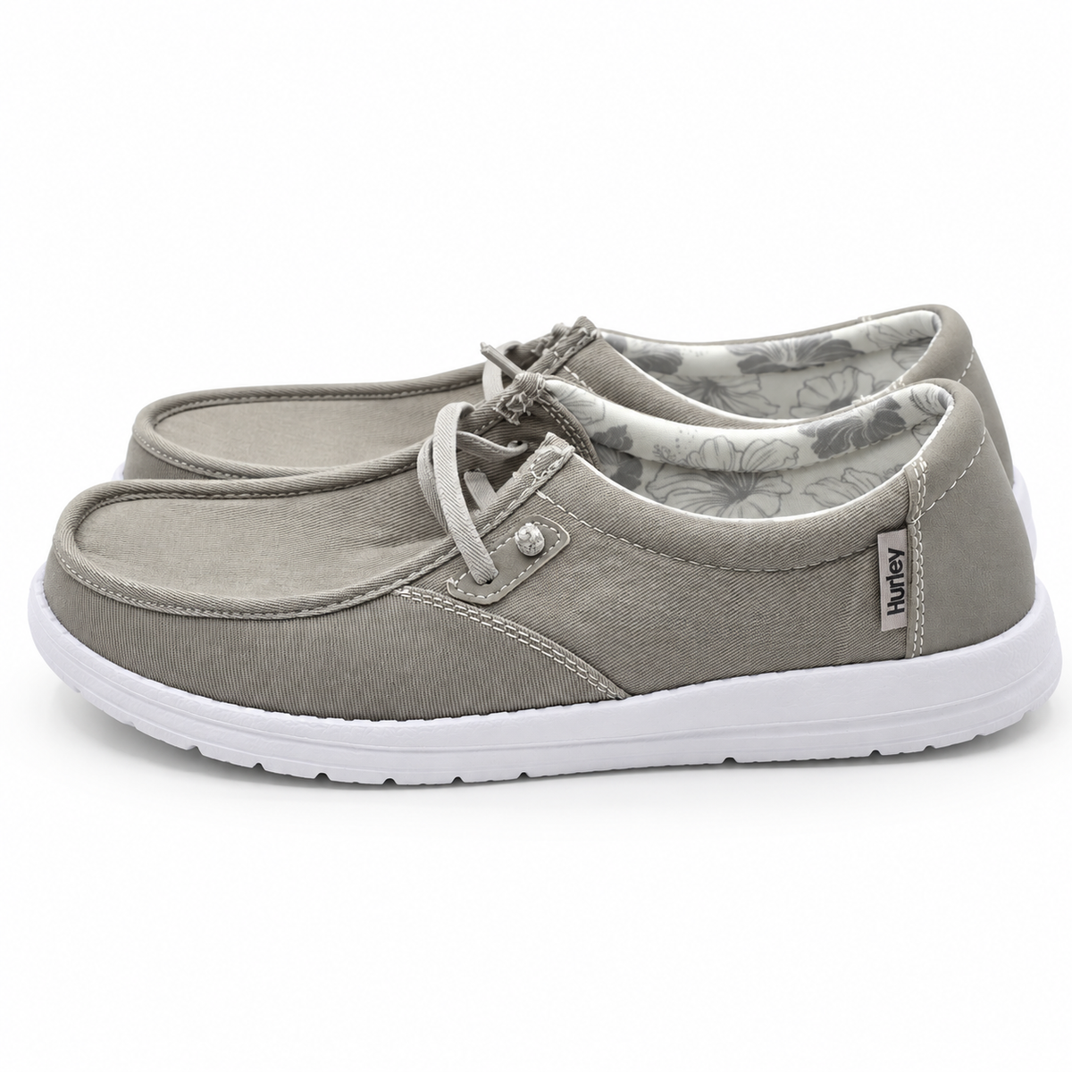 Hurley Ojai Womens 7.5 Light Gray Memory Foam Lightweight Casual Lace Up Shoes