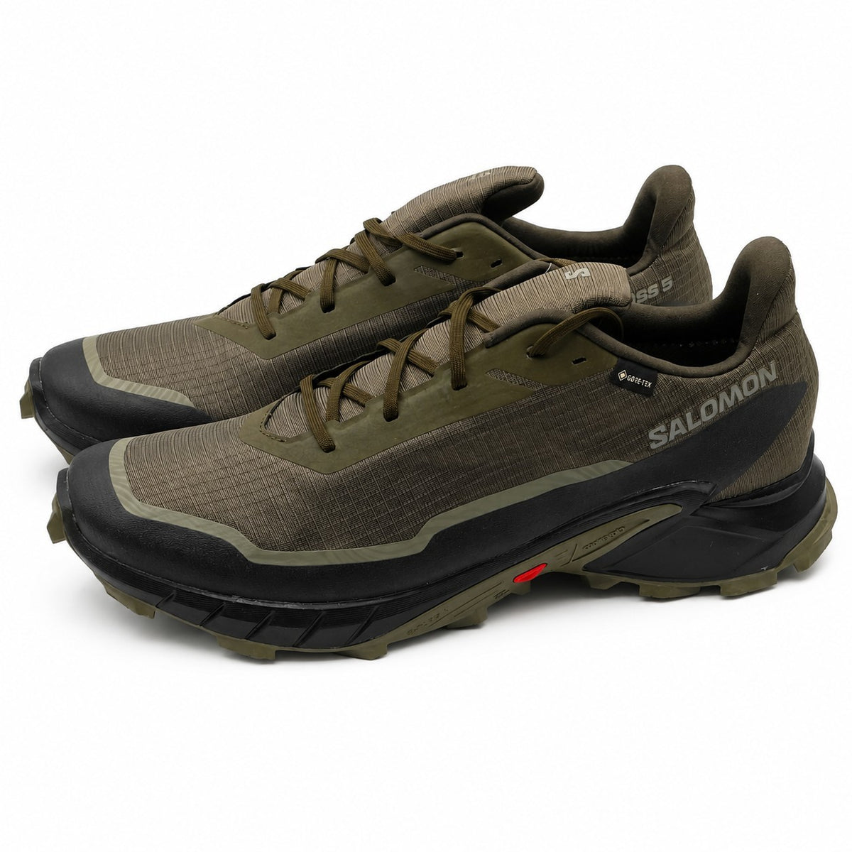 Salomon Alphacross 5 GTX Gore-Tex Trail Running Shoes Olive Black Men's Size 14