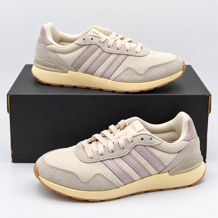 adidas Run 60s 4.0 Womens Cream Purple Retro Suede Sneakers Pick Size JR7484