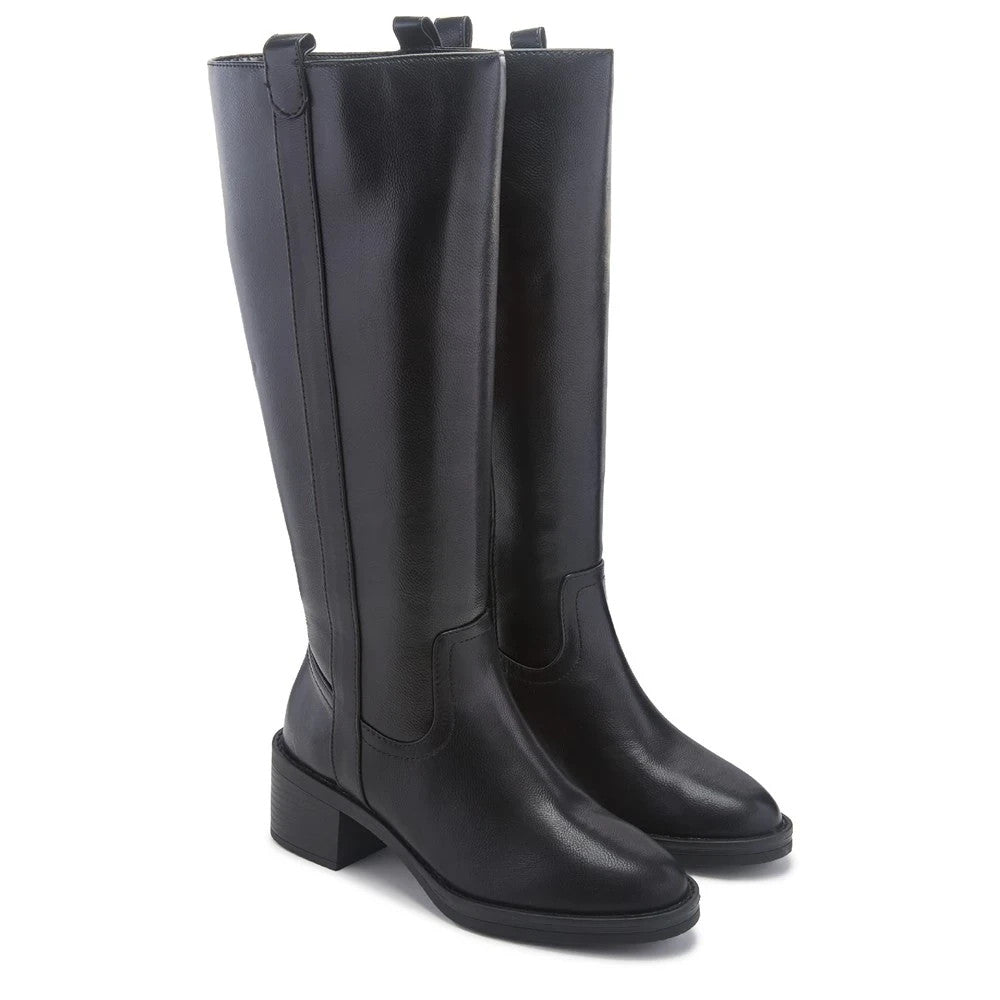 Kensie Women's Naya Knee High Boots Sand Faux Leather Side Zip Block Heel