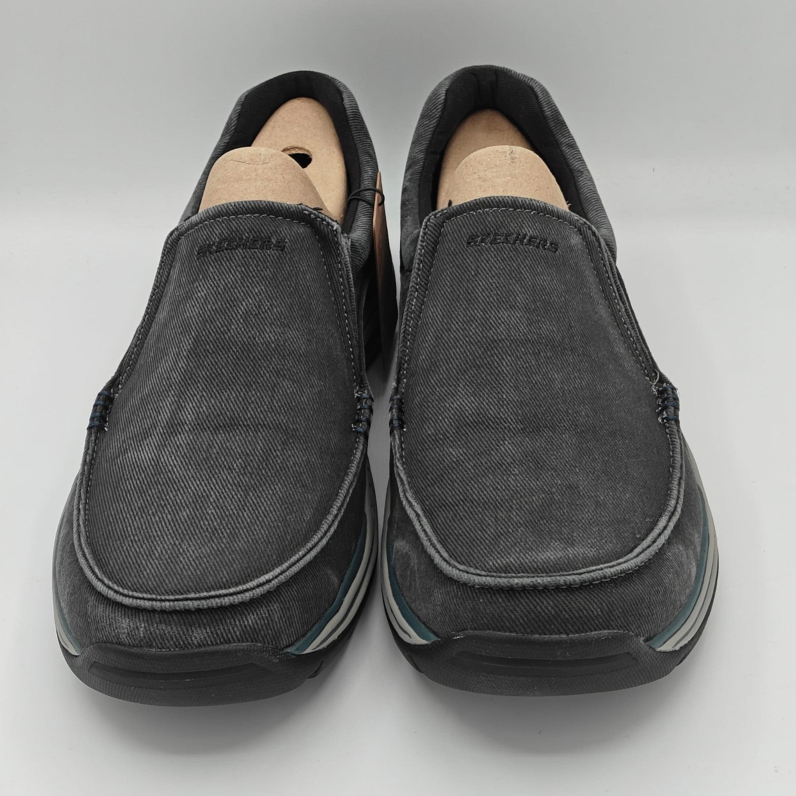 Skechers Expected Avillo Shoes Men's Slip-On Casual Vintage Washed Black Size 14