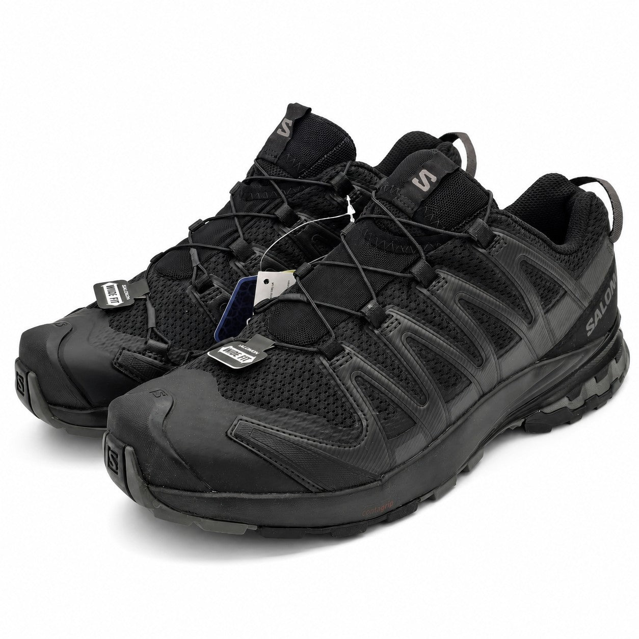 Salomon XA Pro 3D V8 Wide Men's 9.5 Black Trail Running Hiking Shoes Quicklace