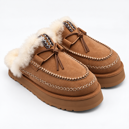 UGG Disquette Alpine Slippers Women US 9 EU 40 Chestnut Suede Platform 1158260