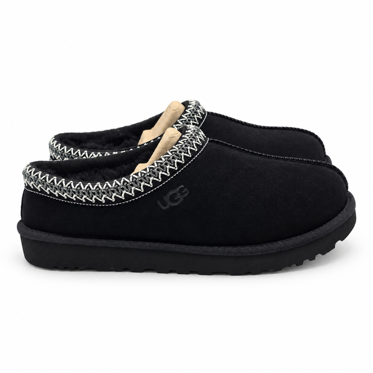 UGG Tasman II Womens 8 Black Suede Sheepskin Lined Slip On Slippers 1174470