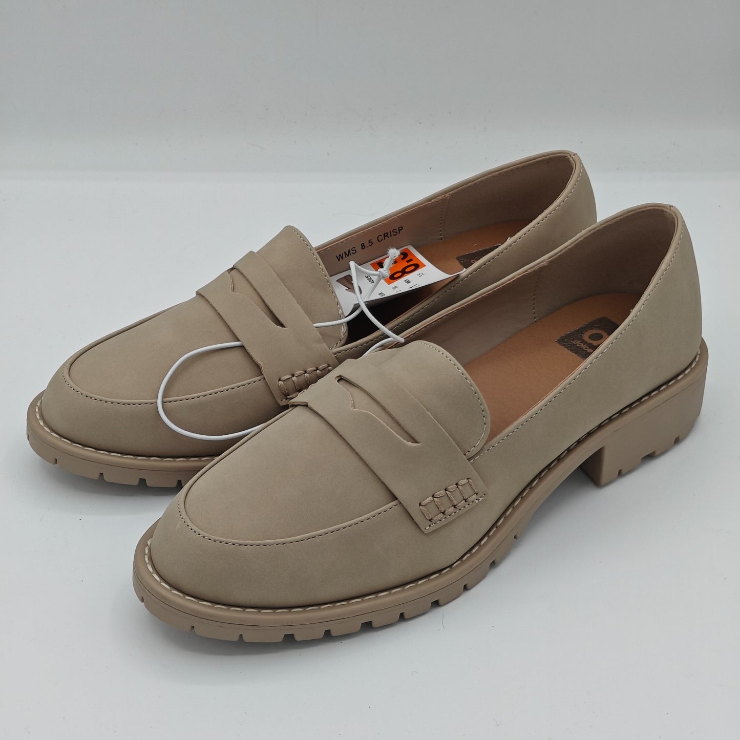 dv by Dolce Vita "Crisp" Classic Penny Loafer/Lug Sole Block Heel Dune / Black