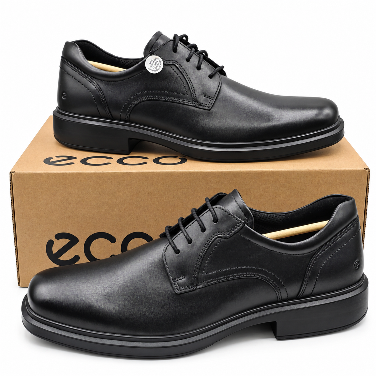 ECCO Helsinki 2 Men's Black Leather Plain Toe Derby Dress Shoes Pick Size 500164