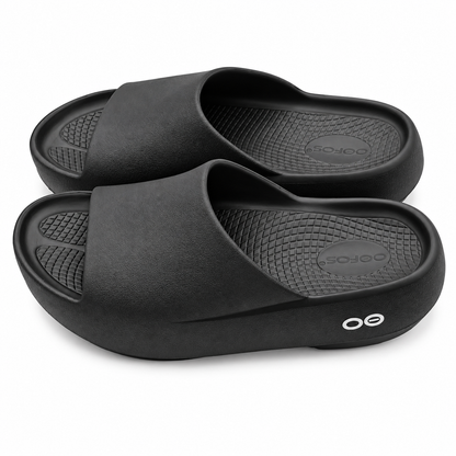 OOFOS OOahh PLUS Recovery Slide Sandals Women 9 Men 7 EU 40 Black Foam Comfort