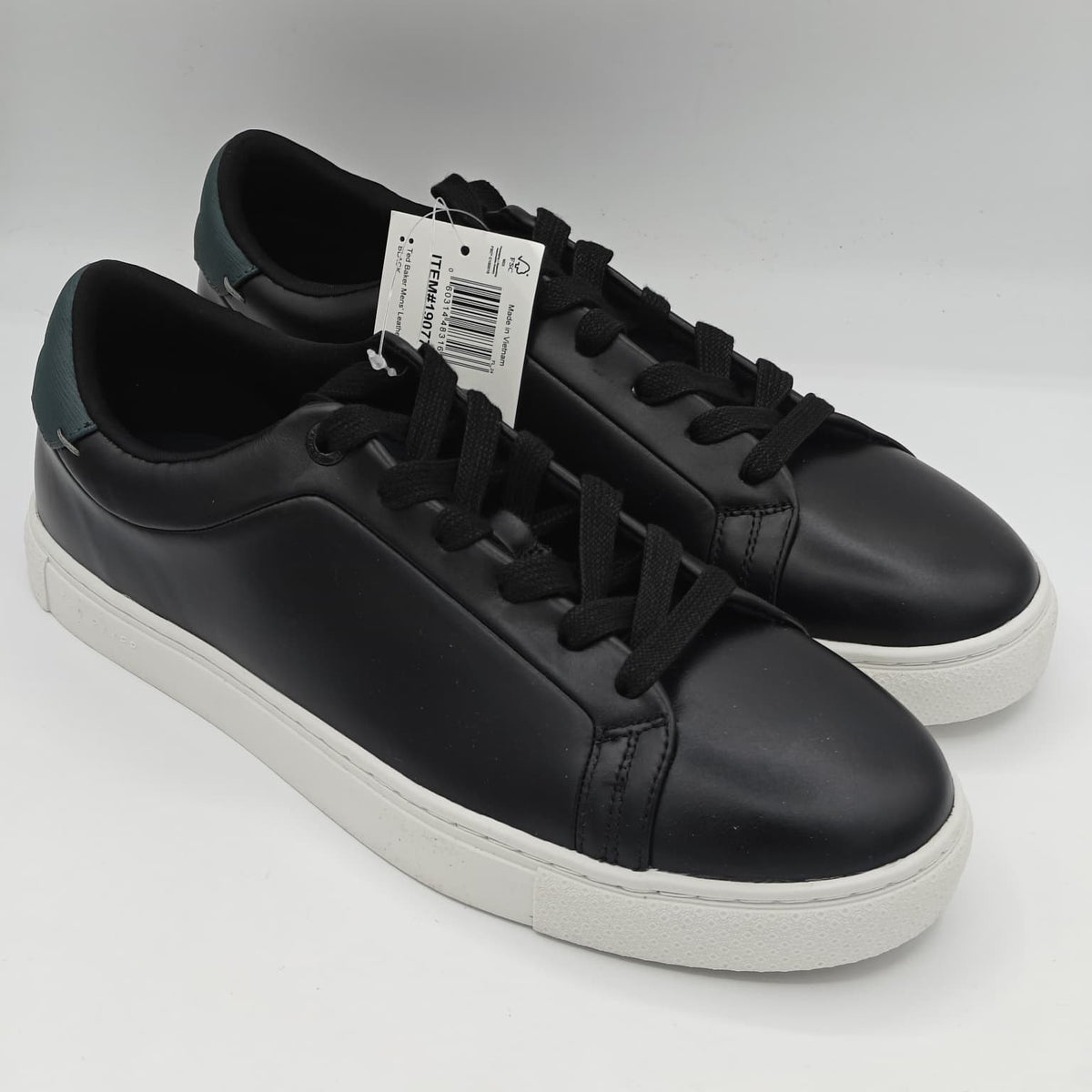 Ted Baker "Robberto" Men's Sophisticated Leather Sneaker (Black / Forest) NEW