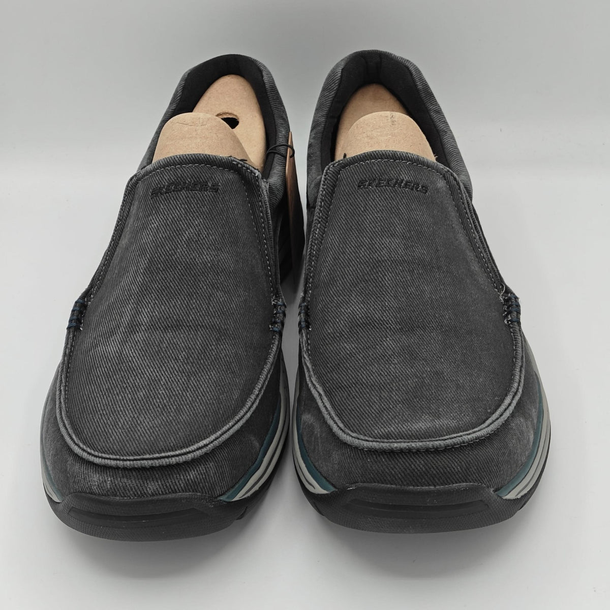 Skechers Expected Avillo Shoes Men's Slip-On Casual Vintage Washed Black Size 14