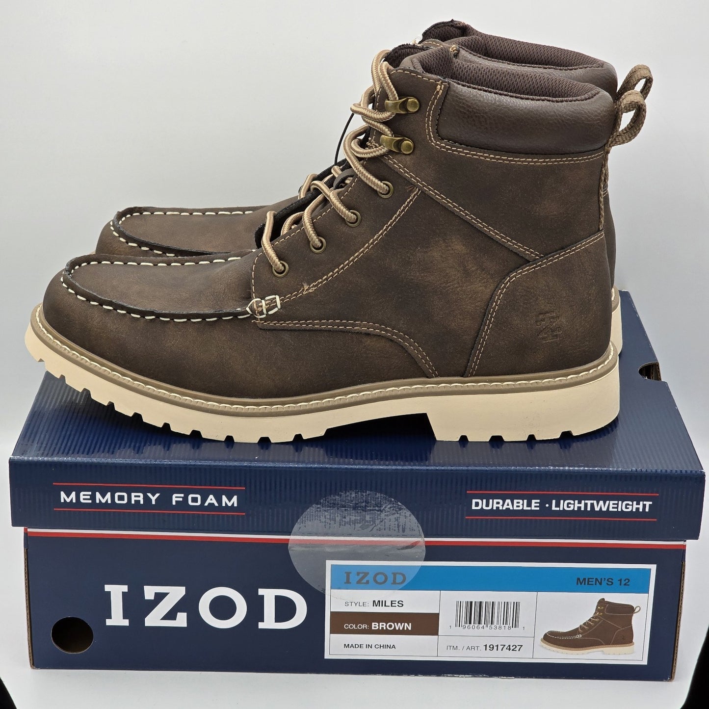 IZOD Miles Men's Chukka Boots Brown Casual Lace Up Work Ankle Style Size 12