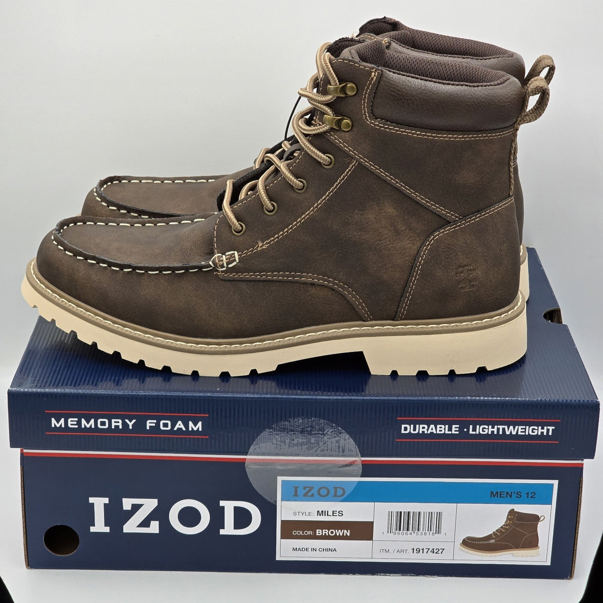 IZOD Miles Men's Chukka Boots Brown Casual Lace Up Work Ankle Style Size 12