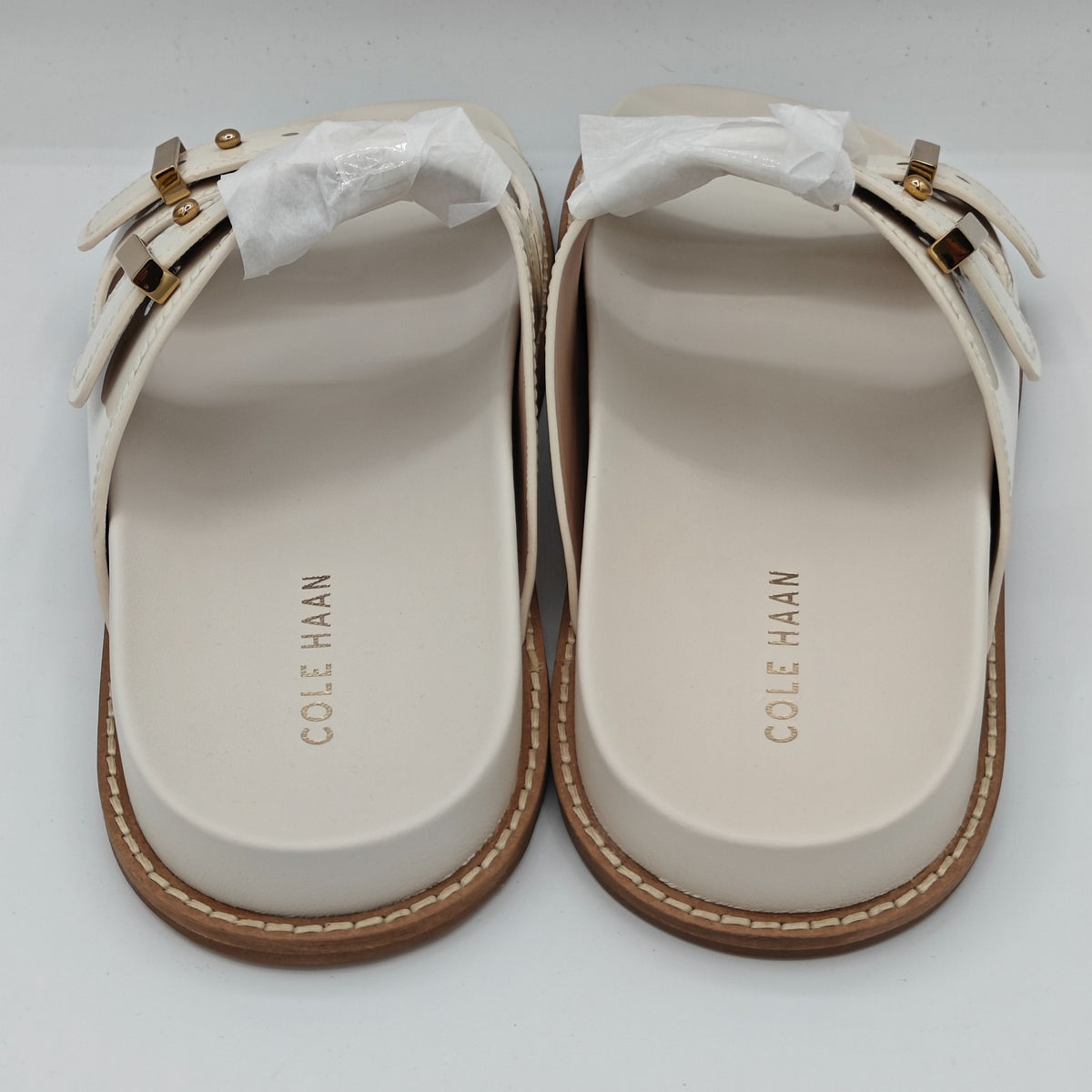 Cole Haan Marisol Women's Adjustable Double Band Patent Leather Sandals (Ivory)