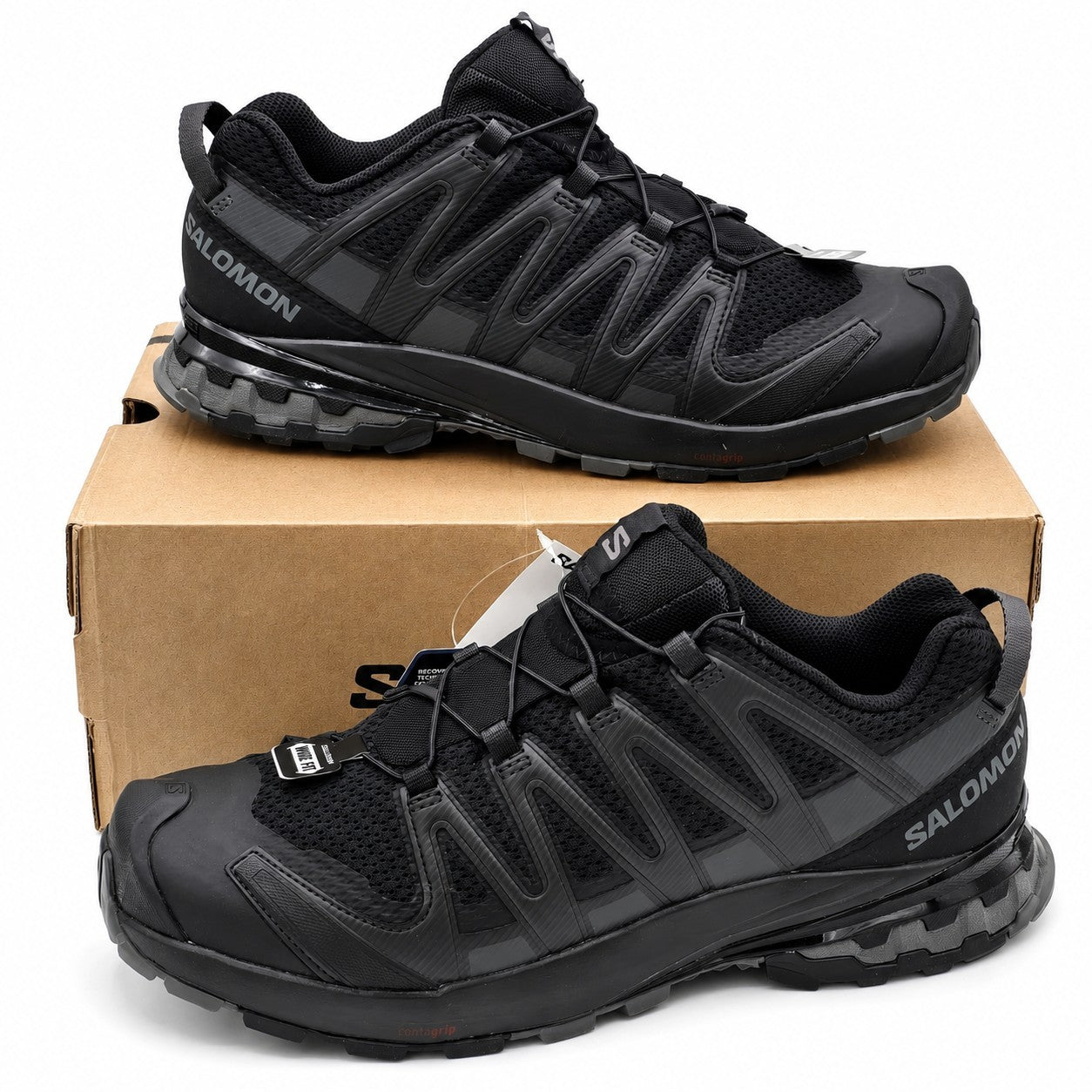 Salomon XA Pro 3D V8 Wide Men's 9.5 Black Trail Running Hiking Shoes Quicklace